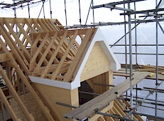 Dormer with scaffolding